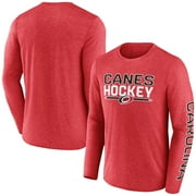 Men's Fanatics Heather Red Carolina Hurricanes Sweep Iconic Synthetic Long Sleeve T-Shirt
